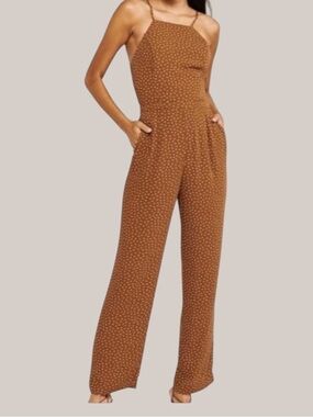 Abercrombie & Fitch Rust Brown Polka Dot pockets Jumpsuit